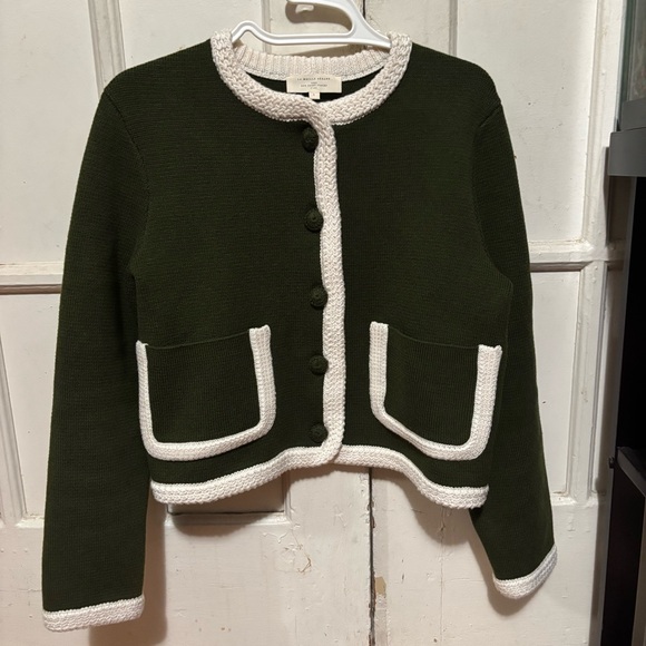 Sezane Sweaters - Sezane Auguste Jacket Perfect Green/Ecru Size S (Final Price)